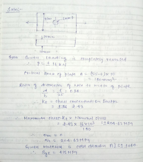 Solo 25m 6 moon D o hom 1 Tomm Soln Griven loading is completely gevorsed Pat 16kN Critical Area of plate A = (25-6) x 10 190