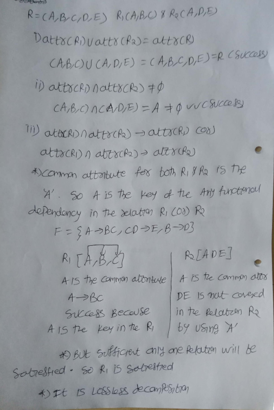 R=(A, B, C, D, E) R, CA, B, C) 8 R₂ CA,D,E) DattoCAD vatto (R2) = att&CR) CA,B,C) U CA, D, E) - CAB C,D,EDER success li attor