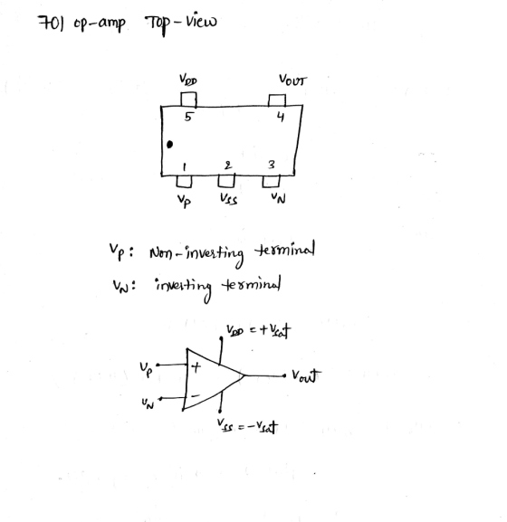 40 op-amp Top- Vicw VouT 3 teminal p: Nrn-invesfing inveting tesminal