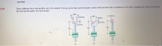Fig. PS.58 Three different drive belt profiles are to be studied. If at any given time each belt makes contact with one half
