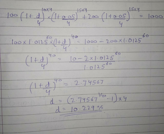 IS Y IsxY 10041+ ) +(1+0:05) +200 (1+0 os ) foxy 4 looo 4 4 60 = 1000 - 200.01.0125 loox1.0125 x(+4) ) (1+ d ) 10-22].0125 4