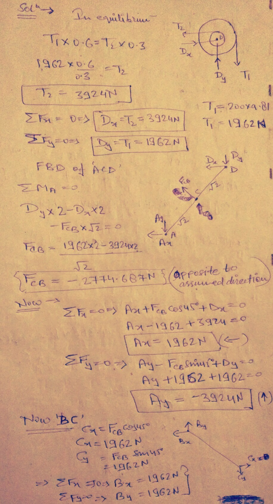 Sola 12 :3 T-20ora & = 1962N Qu equilibrine- TIXO.G= TGx0.3 1962x0.6 -- ( Tz - 39240 Efn - D. Dx T2 = 39240 Styzoas Dy - T -