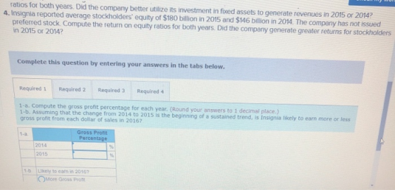 ratios for both years. Did the company better utilize its investment in fixed assets to generate revenues in 2015 or 2014? 4.