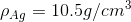 \rho_{Ag} = 10.5 g/cm^3