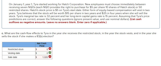 On January 1, year 1, Tyra started working for Hatch Corporation. New employees must choose immediately between receiving sev