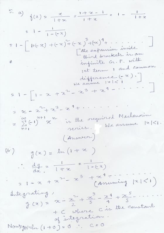 5. x tx- 1 2 + 2 Itse u 2 1 - 1 - (*) - [ HEX) +(-x) + ( x 33 + (x) + [the expansion inside third brackets is an infinite G.