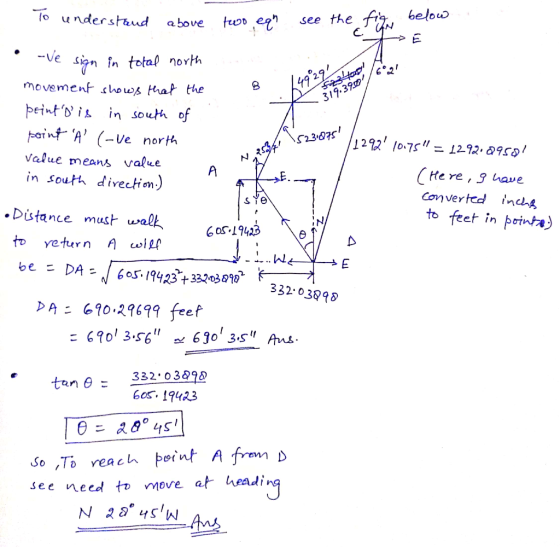 1. To understand above two eq see the C E 1929 How 1602 319.39.00 Ra 1523.275/ • - ve sign in total north movement shows that