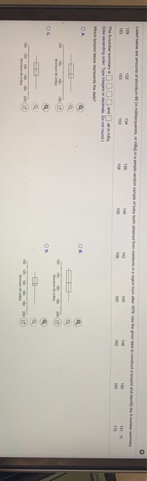 0 Lied below are amounts of trou in libero me in a simple random sample of baby hained from wes in a region bom er 1979. Use