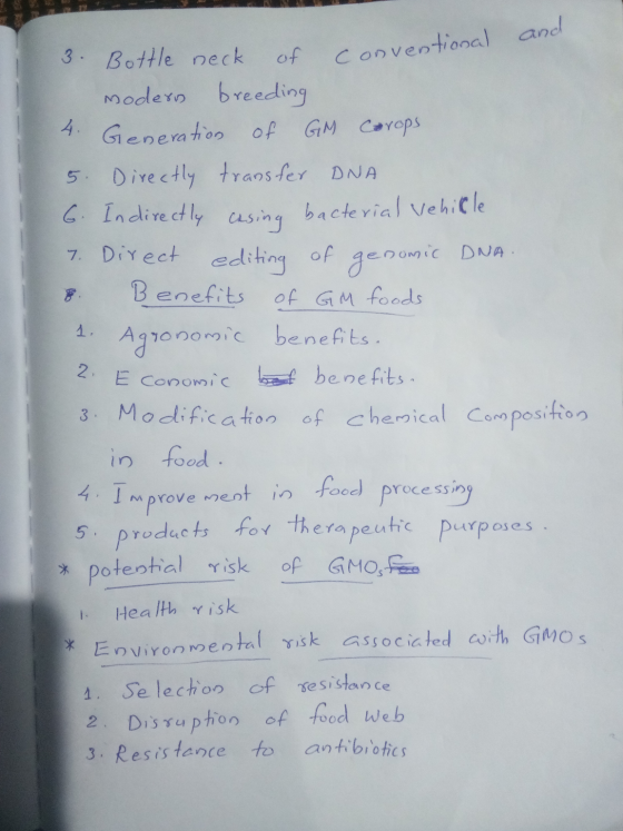 of 3. Bottle neck conventional and modern breeding 4. Generation of GM Carops 5. Directly transfer DNA 6. Indirectly casing b