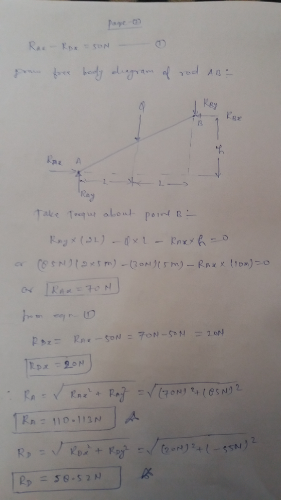 page o Rae - Rpx - SON - you for body diagrams of pod 10 J Roy KBZ Ray a Take Torque about point Bi- Royx (2L) - 4x2 – Rnxxh=