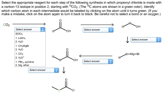 Select the appropriate reagent for each step of th