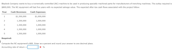 Blaylock Company wants to buy a numerically controlled (NC) machine to be used in producing specially machined parts for manu