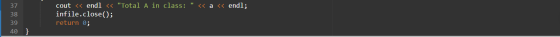 cout << endl << Total A in class: << a << endl; infile.close(); return 0;
