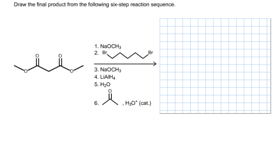 Draw the final product from the following six-step