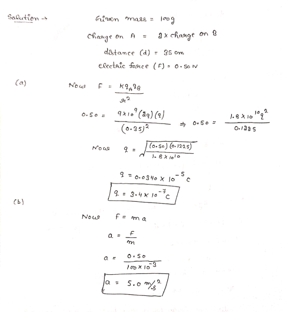 d&tance Cd) - 35 om electaic fasce (F)o.So N 2 2. O.3 5 0.189 5 5 Cb) Nous f= m a