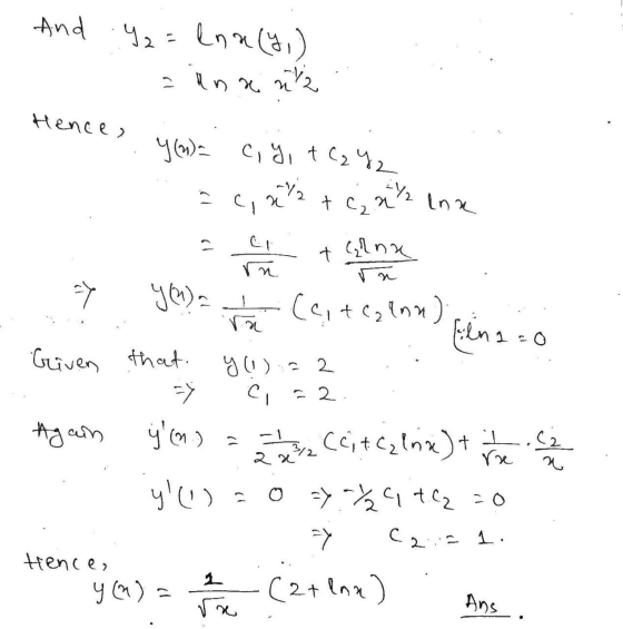 And Y2=lna (,) alna -V20 Hence, Y(n) ci git (2 42 -Y2 - cia -72 + C2 a 2 2 + Crna rn - ya) a von (eiteainn) Elnaro Griven th