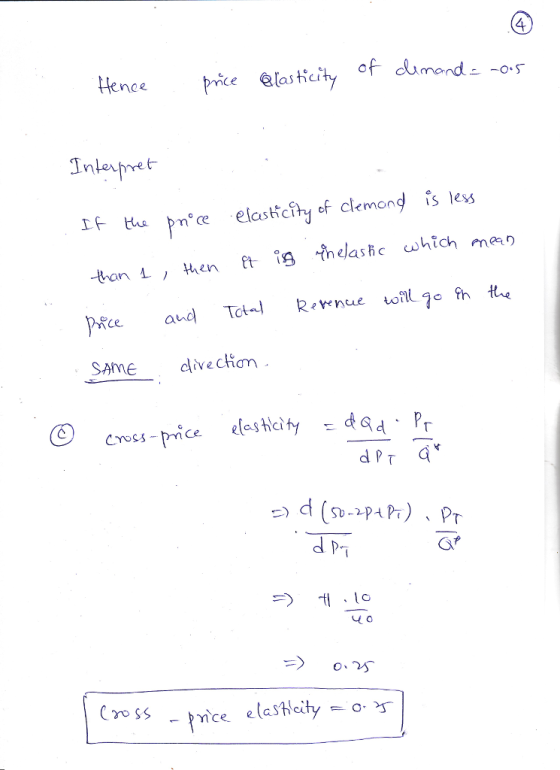 4 Hence pice 순[aポcity of d,mode -os noe SAME dive chơm . PT Gr Cross ice elasteity