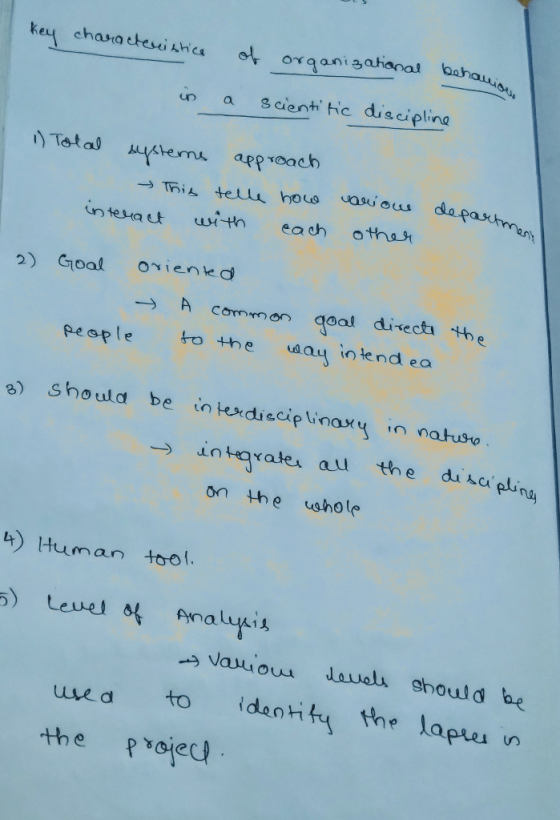 key chara chui sra gt organ i 3ahanal behau on a gaent, He disciplina 1) Tot aJ 从eterns approach intesau with eah otha 2) Goal orientkd A cenmon qoal disects +h people o the y inlend ea ecip inay in natuso the da人a,plina n4y ,-) dokq Yates au on the ushole H) tuman tool. ina vaiou ue a to idit the lap n the pvojeci