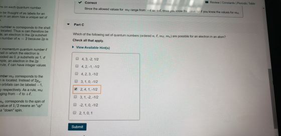 Review Constants Periodic Table ns on each quantum number. n be thought of as labels for an on in an atom has a unique set of