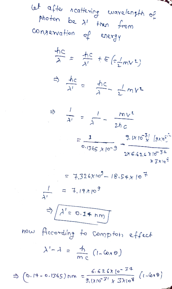 let after scattering wavelength of photon be a then from conservation of energy en este sens de la meves s he the Limited 2hc