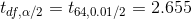 t_{df,\alpha/2}=t_{64,0.01/2}=2.655