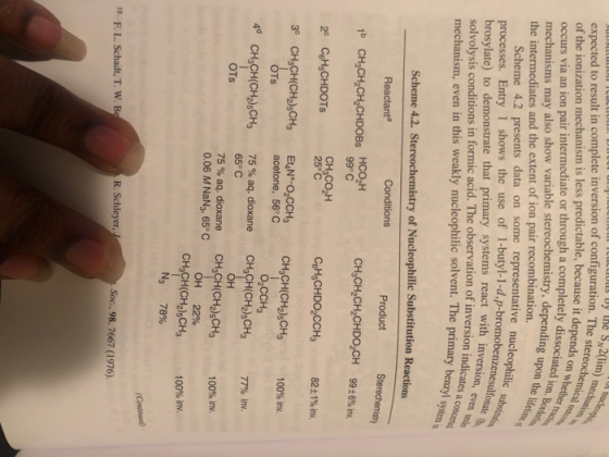 nuclop uctions uy the Sy2(lim) mechanism expected to result in complete inversion of configuration. The stereochemical outome