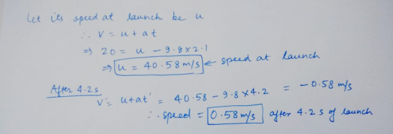 det ut speed at lauanん ben Vutat at Launch #nuse 40 5 8 mis-, speed ten 4-2s --os8mys for 4 2S Launch Vz utat, = 40.58-9.8 x4.2 10 ,58 wys l a ご