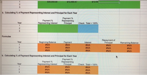 $12.490.47 b. Calculating % of Payment Representing Interest and Principal for Each Year Payment % Representing Interest Paym