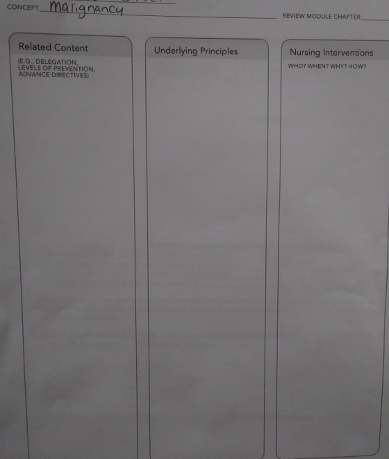 maranancuy CONCEPT REVIEW MODULE CHAPTER Related Content Underlying Principles Nursing Interventions WHO? WHEN? WHY? HOW? (E.G., DELEGATION LEVELS OF PREVENTION, ADVANCE DIRECTIVES)