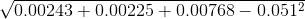 \sqrt{0.00243+0.00225+0.00768 - 0.051^{2}}