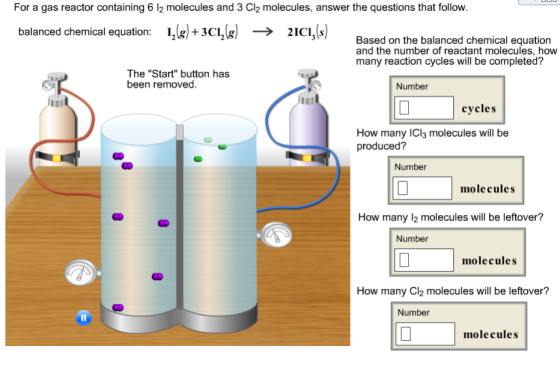 For a gas reactor containing 6 I_2 molecules and 3