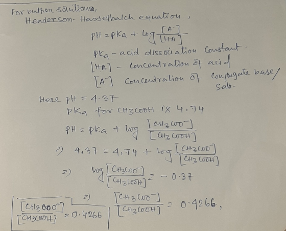 Salt- For buffer solutions, Henderson Hasselbalch equation, PH apka + log CA Pka- acid dissociation Constant- [HA] - concentr