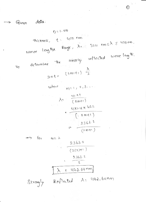 0 Gie dota D:.yo thickness, t· 422 nm tnve leng th Rarg most Yet, tec. determire 2 ทา-1, 2,3 nt d: (2mtt) 2363.2 2363.2 C2(2