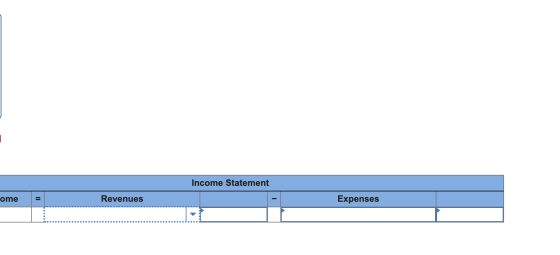 Income Statement ome Revenues Expenses