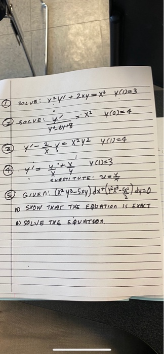 уу. OSove : үү! + 2 xy=x ұID=3 ология и х угод= 4 зу- ау- ұ?уі ұ024 @ y= hy (1)=3 сигі тірг, у.х GIVED! (83 yS=Sxy) dx+(p?p=