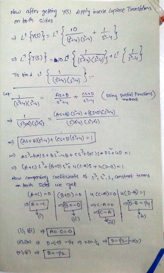 Now after getting YG) Apply inverse Laplace Transforms on both sides - L {y(s)} = a L (19} -ao { colocopter {3} to tima u { r