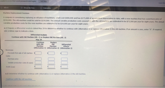 eBook Show lle How Calculator Machine Replacement Decision A company is considering replacing an old piece of machinery, whic