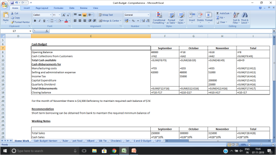 Lla - 0 X Home Insert Cut Cash Budget-Comprehensive - Microsoft Excel Page Layout Formulas Data Review View Calibri 11 - A^ A