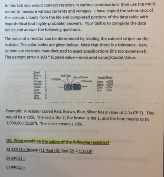 In this Lab you would connect resistors in various combinations then use the multi- meter to measure various currents and vol