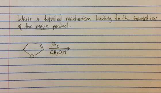 Weite A detriled mecharism lendina to he fotadtias 4dhe mace product Br2 CHgOH