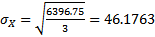 Ox= 6396.75 V 3 = 46.1763