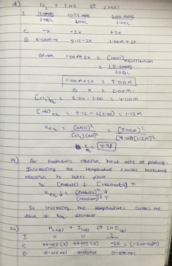 ² a + 2NO 12-omoles 10-24 miles 200L 2-00L NOCI 2.00 moles. 2-ool. - 2 x + 2x G 6.com 5-12-22 L-00M + 2x Given toomt 2x 2 (No