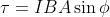 \tau = IBA \sin \phi