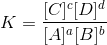 K = \frac{[C]^{c}[D]^{d}}{[A]^{a}[B]^{b}}