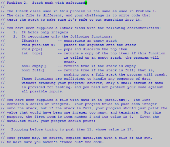 Problem 2. Stack push with safeguards The IStack c