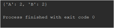 {A: 2, B: 2} Process finished with exit code 0