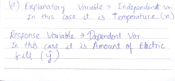 (d) Explanatory Variableぅ rndorondontva In this Case ts Temperature(n) Response Vobleperndent Vox In this case it is Amounel Ebc