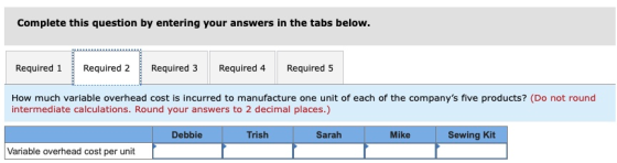 Complete this question by entering your answers in the tabs below. Required 1 Required 2 Required 3 Required 4 Required 5 How