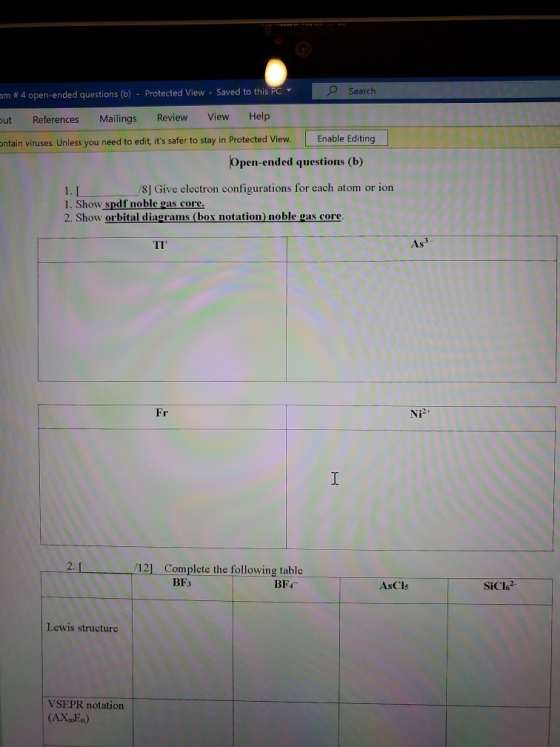 am # 4 open-ended questions (b) - Protected View - Saved to this PC Search put References Mailings Review View Help pntain vi