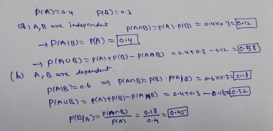 ca) AE are indapendet b) A,B oe sapendont